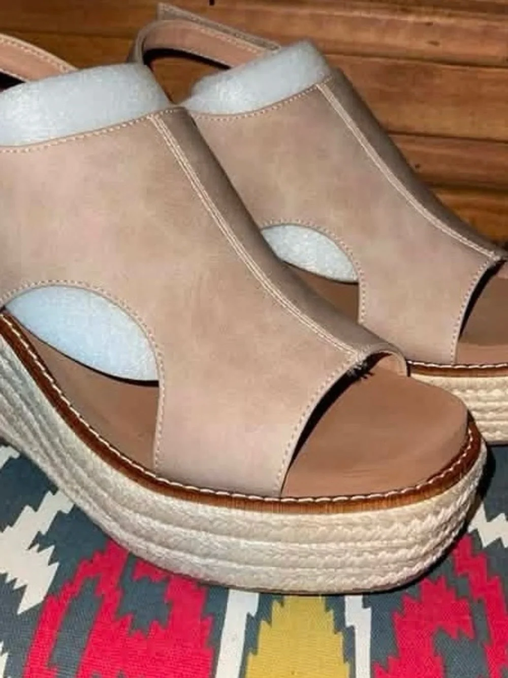 Corkys Taupe Espadrille Slingback Wedge Sandals